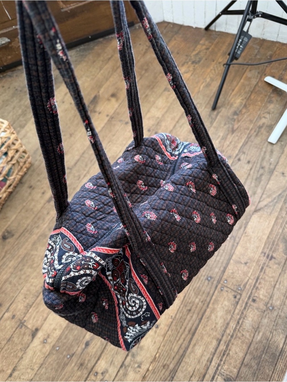 Vintage Vera Bradley Quilted Paisley Print Mini Duffel Bag